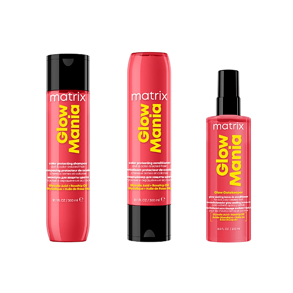 Pachet pentru par vopsit glow mania - sampon 300ml, balsam 300ml, spray leave-in 250ml