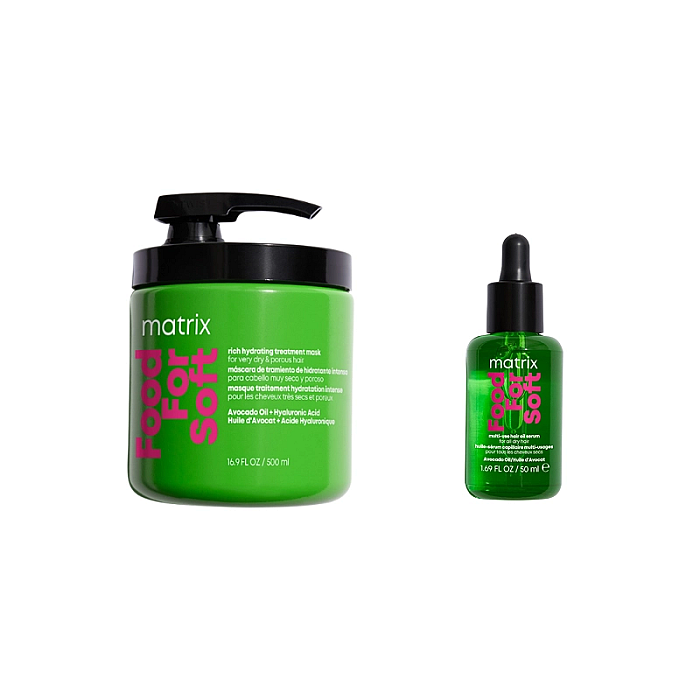 Pachet pentru par uscat food for soft - masca 500ml, ulei 50ml
