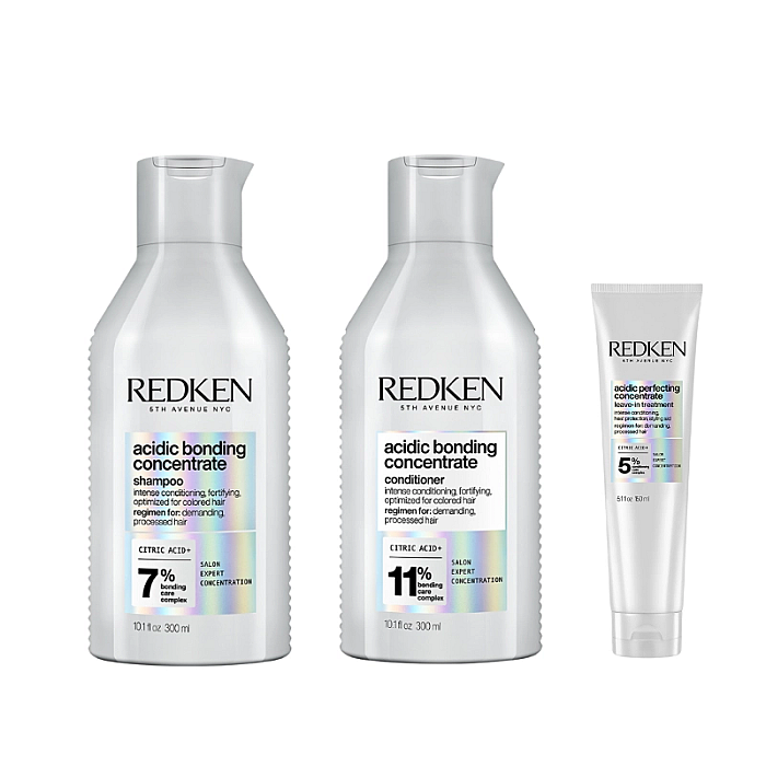 Pachet par deteriorat acidic bonding concentrate - sampon ph 300ml, balsam ph 300ml,  leave-in 150ml