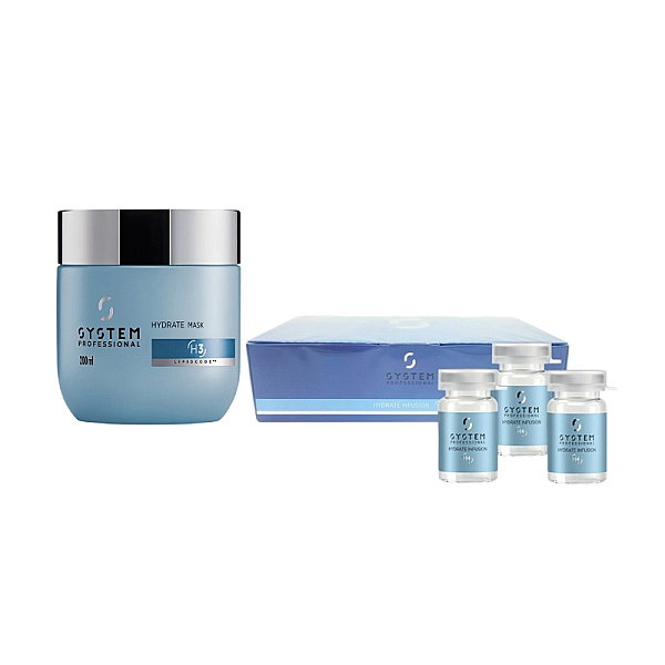 Pachet pentru par uscat hydrate - masca 200ml, fiole 20x5ml