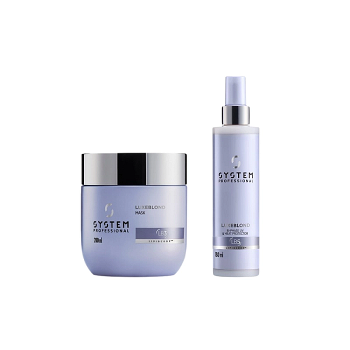 Pachet pentru par blond luxe blond - masca 200ml, protectie termica 180ml