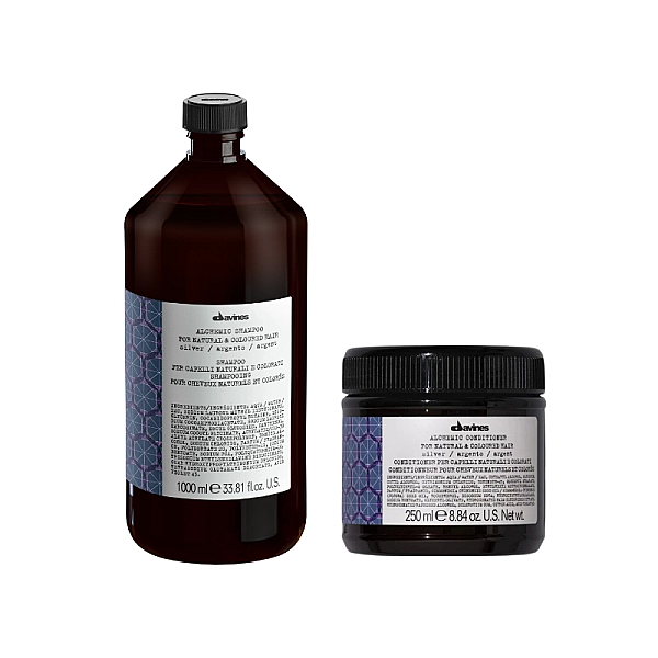 Set imbunatatire culoare par blond platinat alchemic silver - sampon 1000ml, balsam 250ml