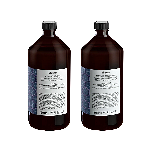 Set imbunatatire culoare par blond platinat alchemic silver - sampon 1000ml, balsam 1000ml