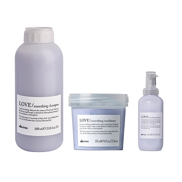 Set pentru netezirea parului rebel love - sampon 1000ml, balsam 250ml, crema 150ml