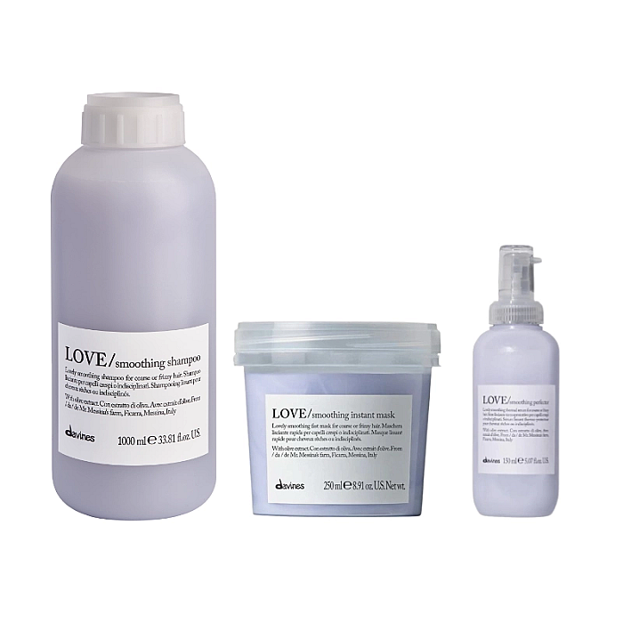 Set pentru netezirea parului rebel love - sampon 1000ml, masca 250ml, crema 150ml