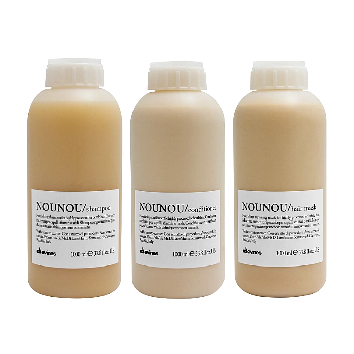 Set nutritie pentru parul uscat, tratat chimic nounou - sampon 1000ml, balsam 1000ml, masca 1000ml