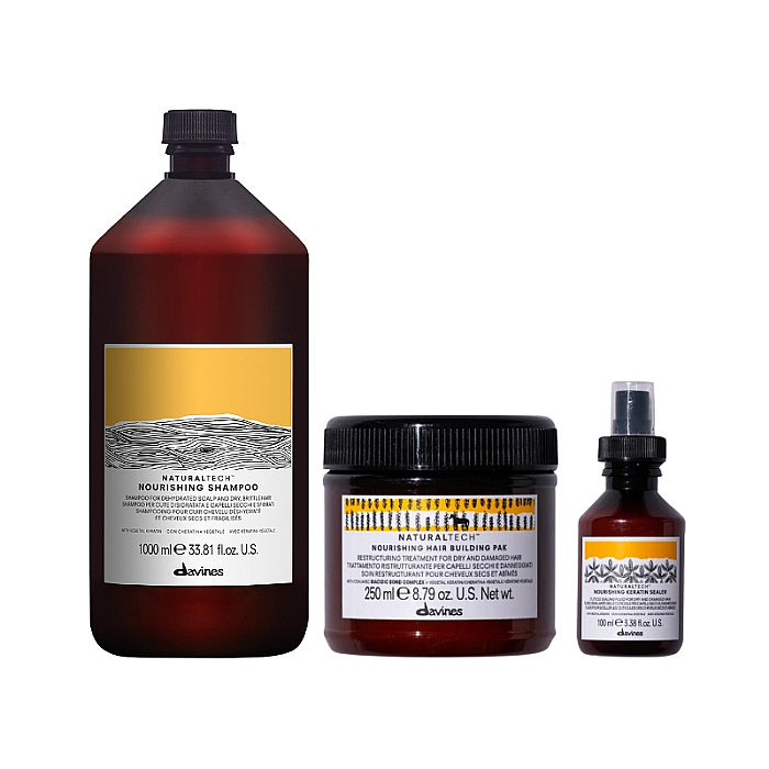 Set pentru parul deteriorat naturaltech nourishing - sampon 1000ml, tratament 250ml, leave-in 100ml
