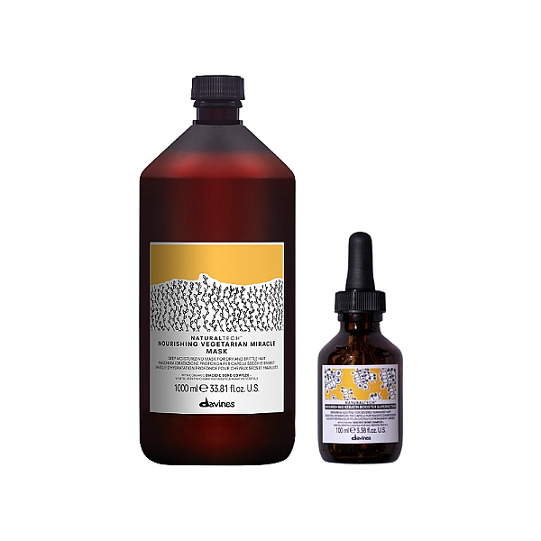 Set pentru parul deteriorat naturaltech nourishing - masca 1000ml, booster cu keratina 100ml