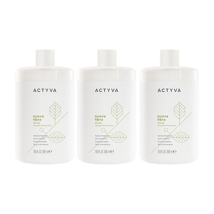 Pachet 3 x masca reparatoare pentru par deteriorat new actyva nuova fibra 1000ml