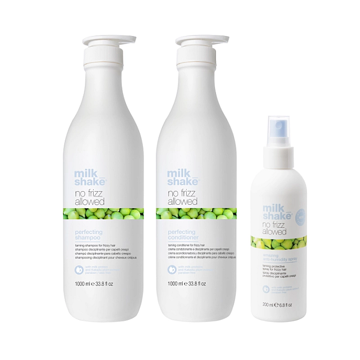 Pachet pentru netezirea parului no frizz allowed - sampon 1000ml, balsam 1000ml, spray 200ml