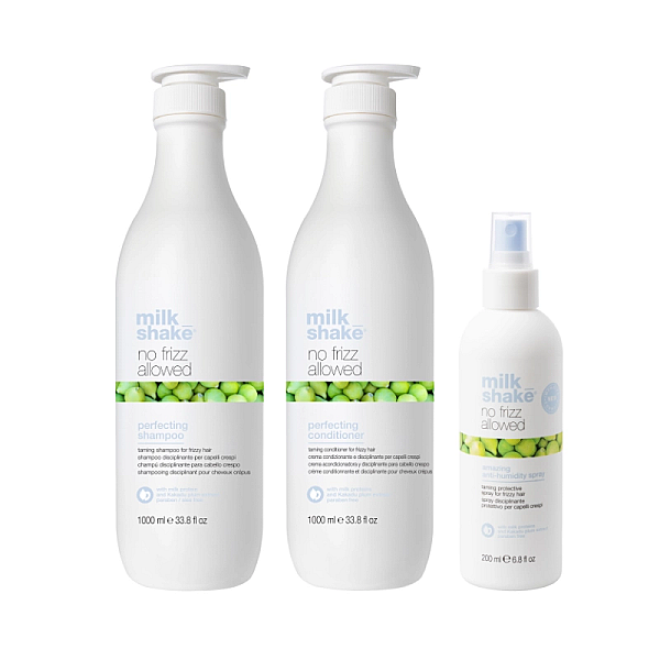 Pachet pentru netezirea parului no frizz allowed - sampon 1000ml, balsam 1000ml, spray 200ml
