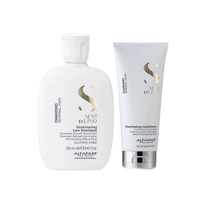 Pachet de stralucire par normal semi di lino - sampon 250ml, balsam 200ml