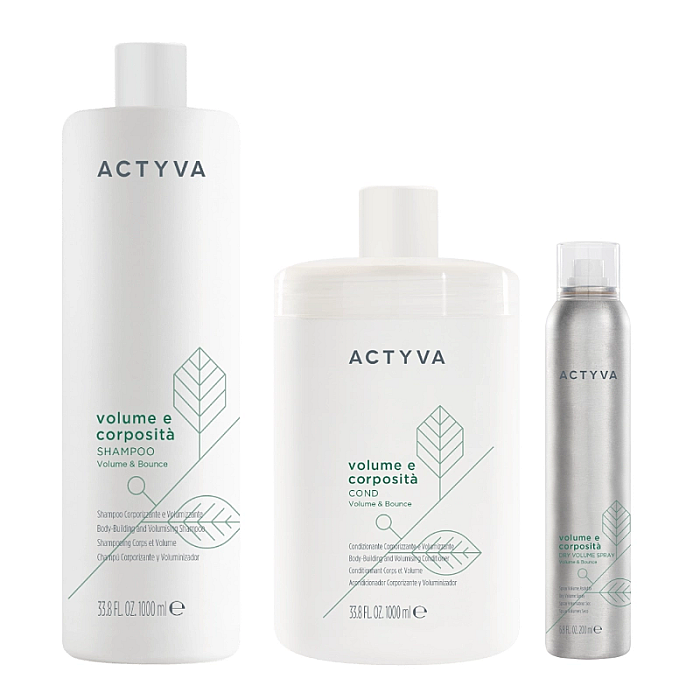 Pachet pentru volum new actyva volume e corposita - sampon 1000ml, balsam 1000ml, spray uscat 200ml