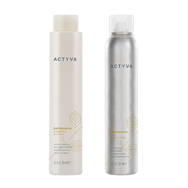 Pachet toate tipurile de par new actyva bellessere - sampon 250ml, spray protectie termica 200ml
