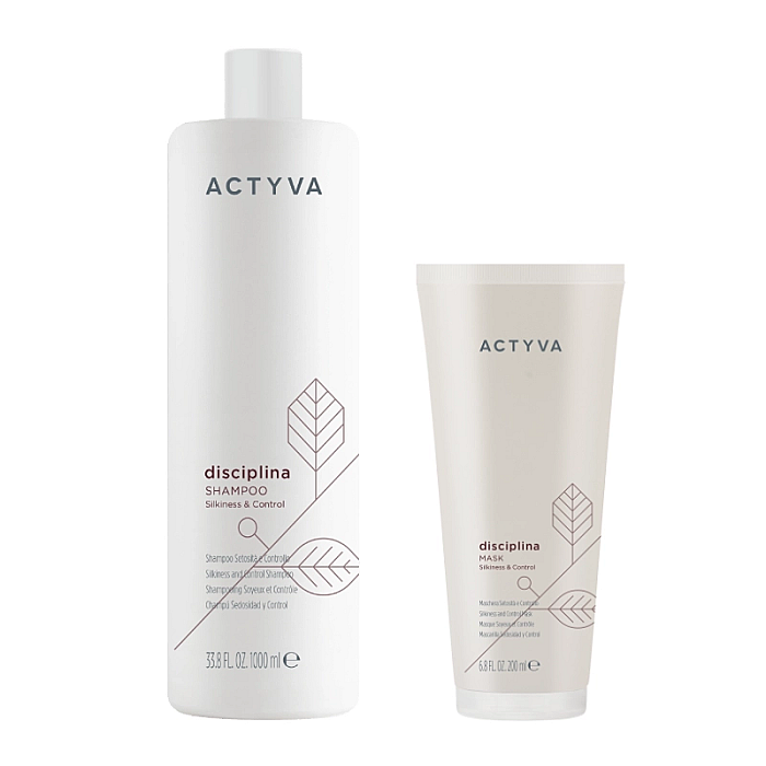 Pachet pentru disciplinarea parului rebel new actyva disciplina - sampon 1000ml, masca 200ml