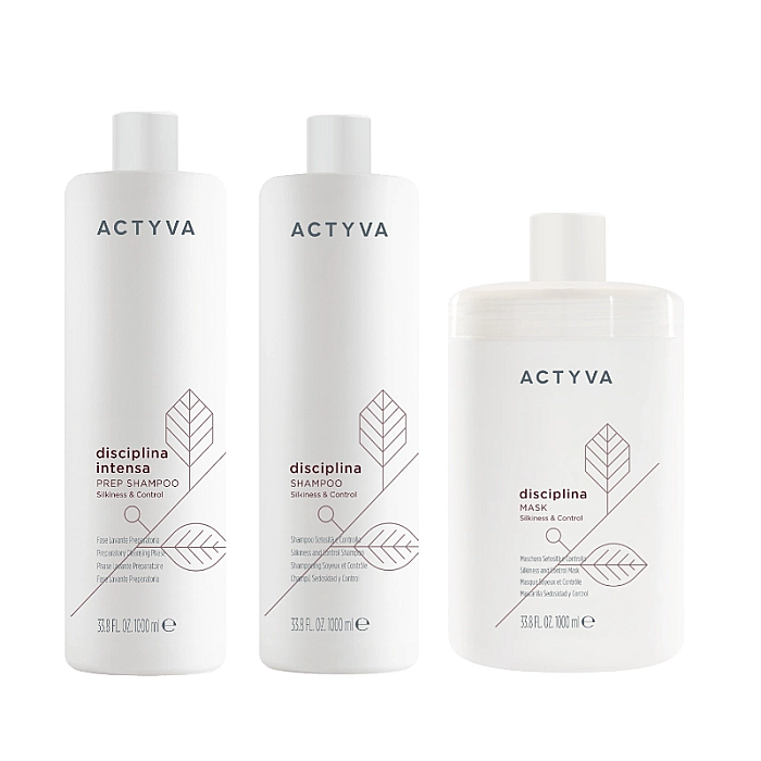 Pachet par indisciplinat new actyva disciplina - pre-sampon 1000ml, sampon 1000ml, masca 1000ml