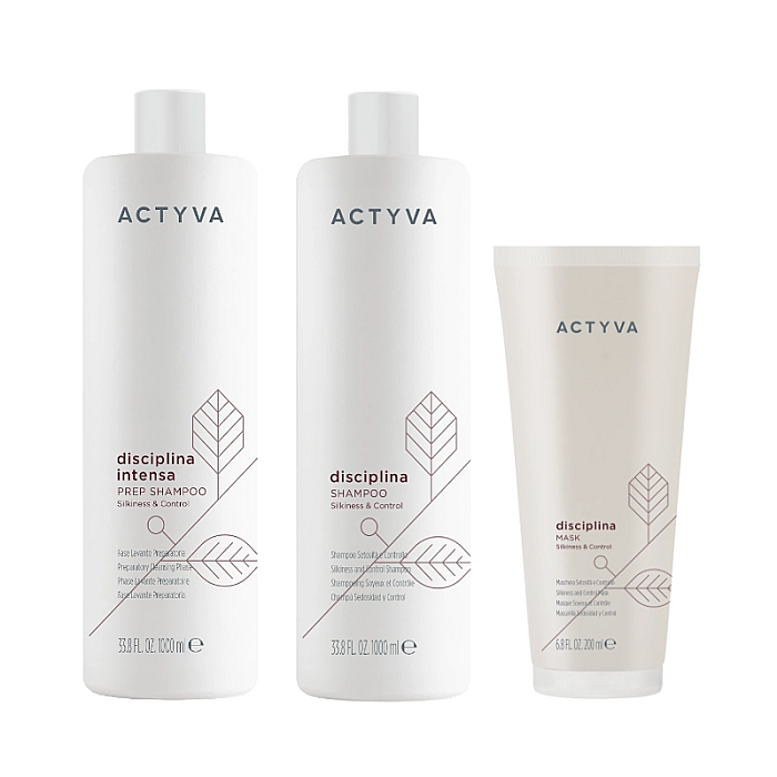 Pachet par indisciplinat new actyva disciplina - pre-sampon 1000ml, sampon 1000ml, masca 200ml