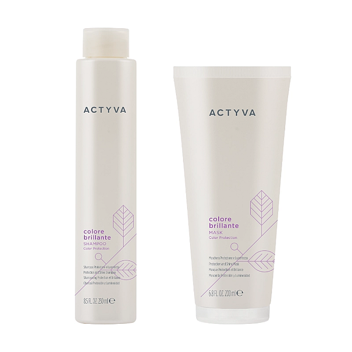 Pachet pentru par vopsit new actyva colore brillante - sampon 250ml, masca 200ml