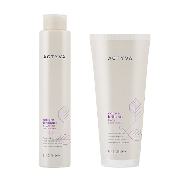 Pachet pentru par vopsit new actyva colore brillante - sampon 250ml, masca 200ml