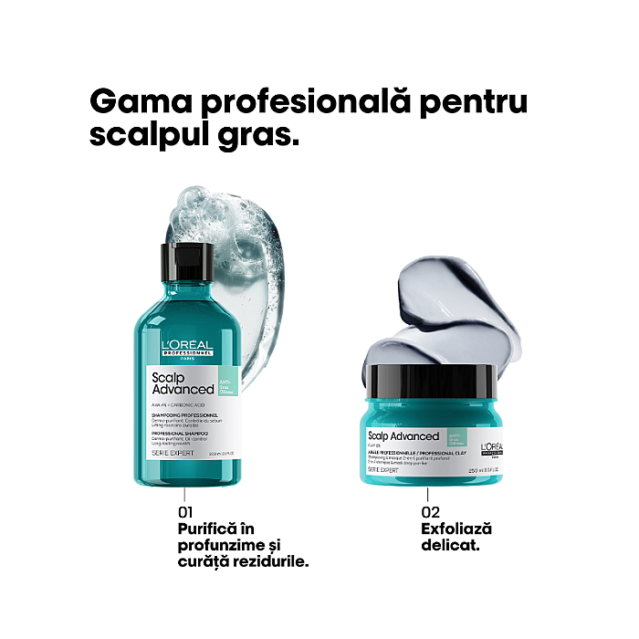 Sampon profesional pentru scalp gras cu 4% aha serie expert scalp advanced