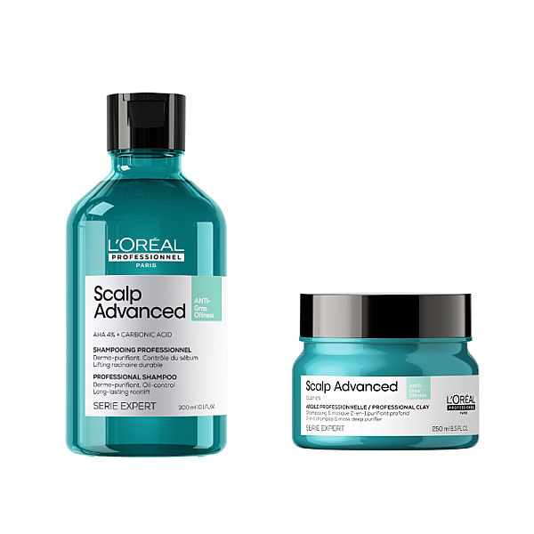 Pachet scalp gras expert scalp advanced - sampon 300ml, sampon-argila 250ml