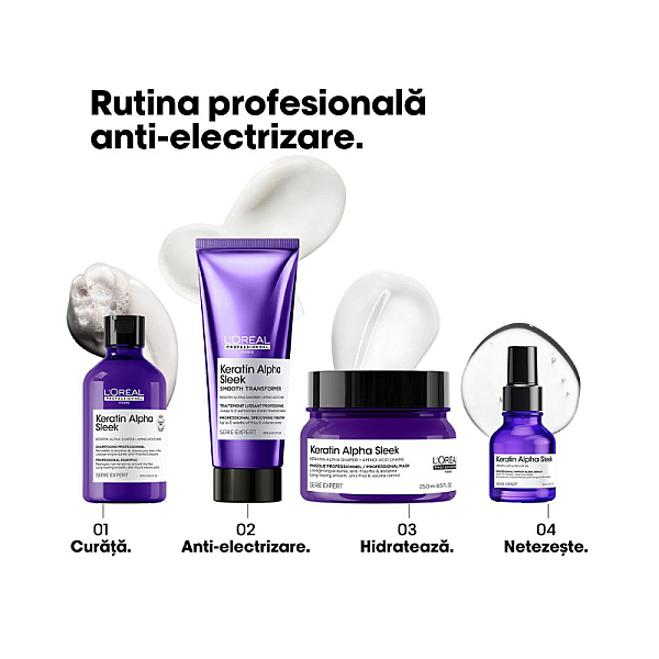 Masca profesionala pentru par matasos Serie Expert Keratin Alpha Sleek 