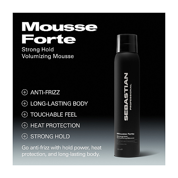 Spuma de volum pentru par ondulat si cret cu fixare puternica si protectie termica Mousse Forte Strong Hold