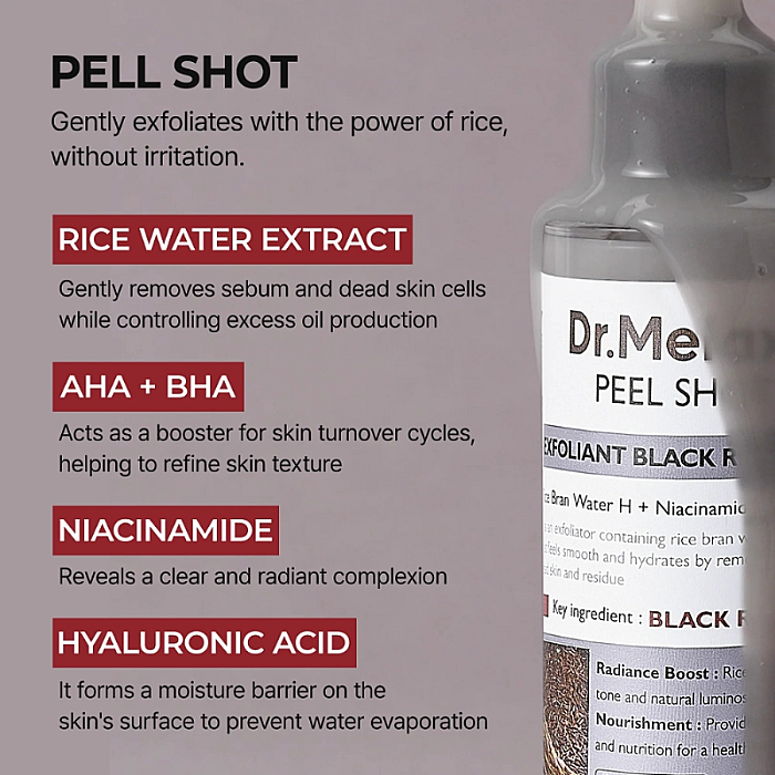 Serum exfoliant cu orez negru pentru ingrijirea porilor Peel Shot