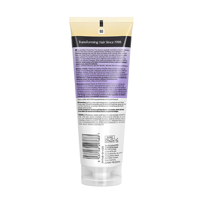 Sampon violet pentru neutralizarea tonurilor galbene pentru par blond Violet Crush