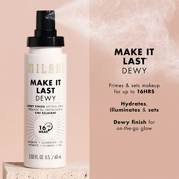 Spray de fixare cu efect luminos Make It Last Dewy Finish