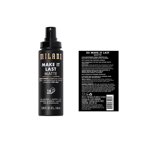 Spray de fixare cu efect mat Make It Last Matte Charcoal