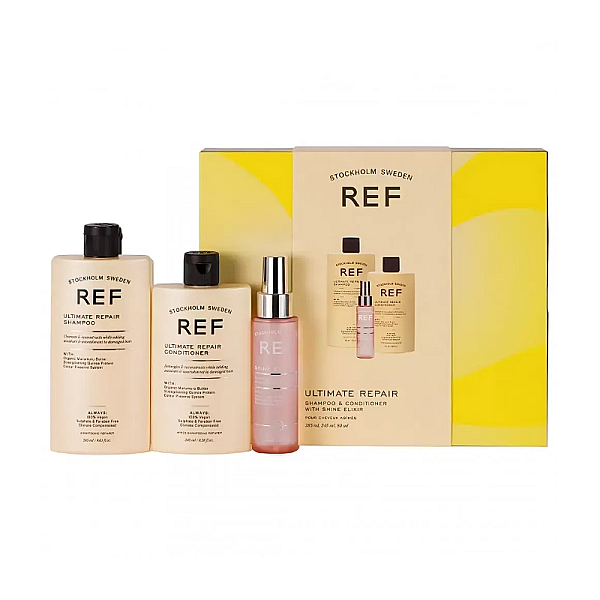 Set pentru par deteriorat ultimate repair - sampon 285ml, balsam 245ml, shine elixir 80ml 