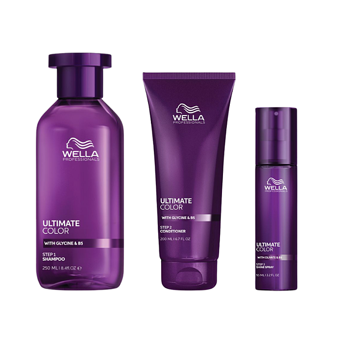 Pachet hidratare pentru par vopsit Ultimate Color - Sampon 250ml, Balsam 200ml, Spray stralucire 95ml