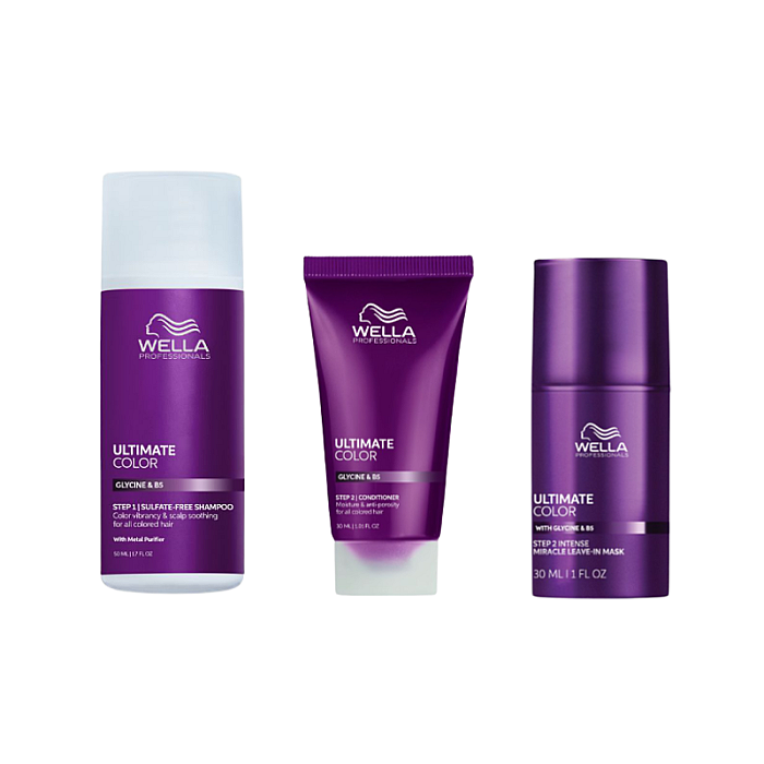 Pachet par vopsit Travel Size Ultimate Color - Sampon 50ml, Balsam 30ml, Leave-in 30ml