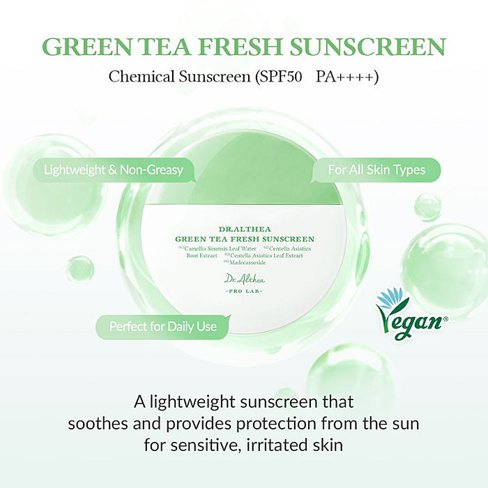 Crema cu protectie solara cu ceai verde si Centella Asiatica Green Tea Fresh Sunscreen