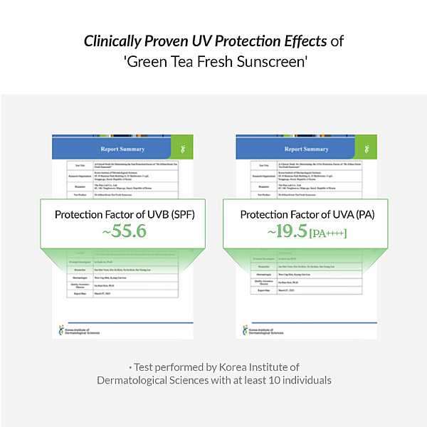 Crema cu protectie solara cu ceai verde si Centella Asiatica Green Tea Fresh Sunscreen