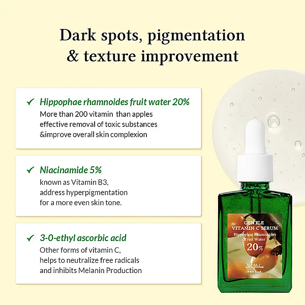 Ser iluminator pentru uniformizarea tenului cu vitamina C si niacinamide Gentle Vitamin C