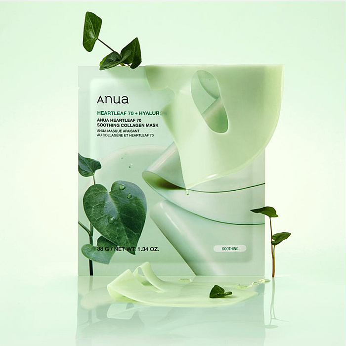 Masca hidrogel calmanta cu acid hialuronic si colagen Heartleaf 70 Soothing Collagen