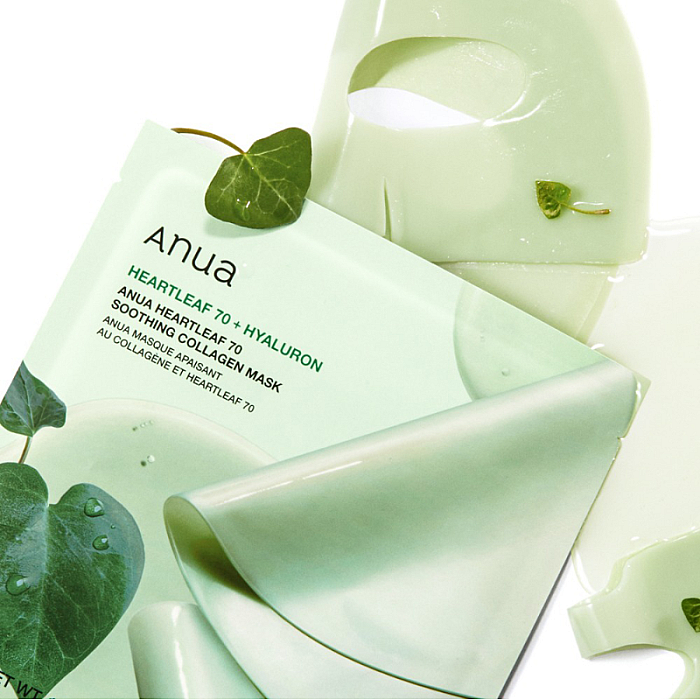 Masca hidrogel calmanta cu acid hialuronic si colagen Heartleaf 70 Soothing Collagen