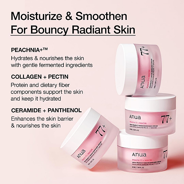 Crema de fata hranitoare cu niacinamide si pantenol Peach 77+ Niacin Enriched Cream