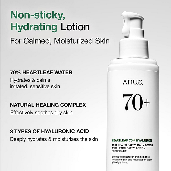 Lotiune de fata hidratanta si calmanta cu acid hialuronic Heartleaf 70% Daily Releaf Lotion