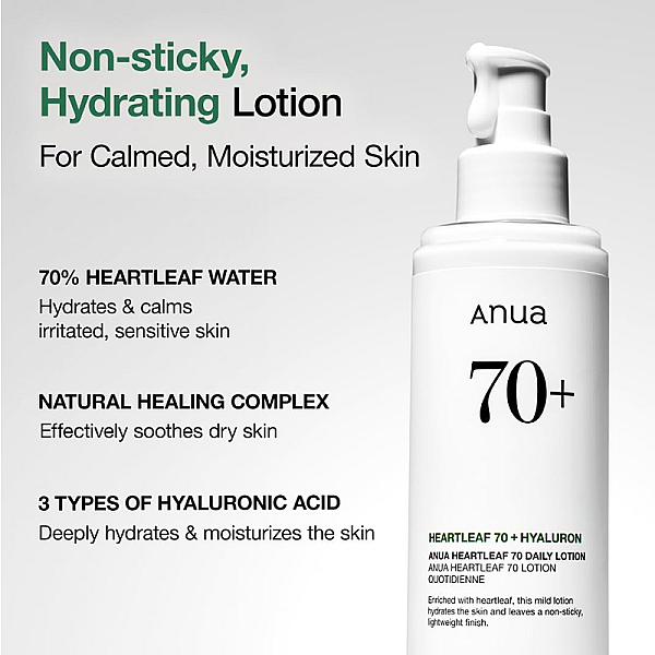 Lotiune de fata hidratanta si calmanta cu acid hialuronic Heartleaf 70% Daily Releaf Lotion