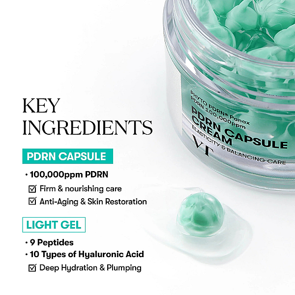Crema pentru hidratare si elasticitate cu 10 tipuri de acid hialuronic si PDRN Capsule Cream100