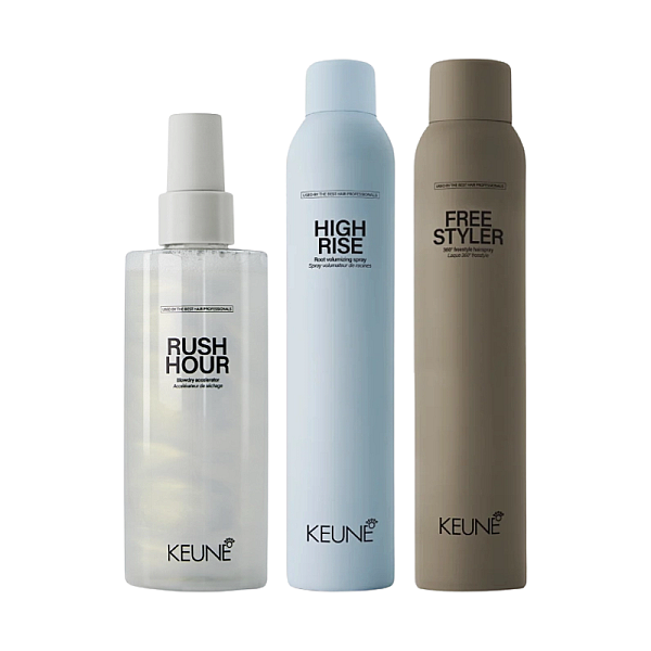 Pachet styling - spray accelerator pentru uscarea parului style rush hour 200ml, spray pentru volum style high rise 300ml, fixativ style freestyler 300ml