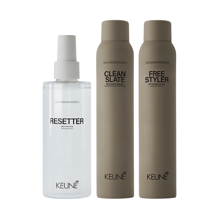 Pachet styling - spray de resetare style resetter 200ml, sampon uscat style clean slate 200ml, spray cu fixare lejera style freestyler 300ml