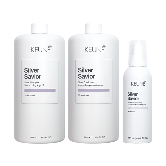 Pachet par blond care silver savior - sampon 1000ml, balsam 1000ml, spuma leave-in 200ml