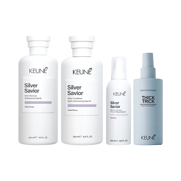 Pachet par blond care silver savior - sampon 300ml, balsam 250ml, spuma leave-in 200ml, protectie termica 200ml