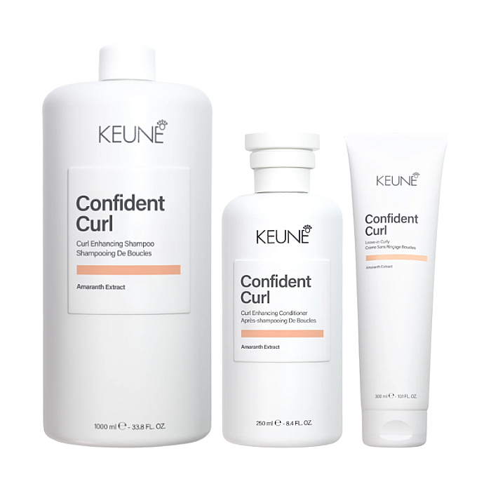 Pachet par cret confident curl care - sampon 1000ml, balsam 250ml, tratament leave-in curly 300ml