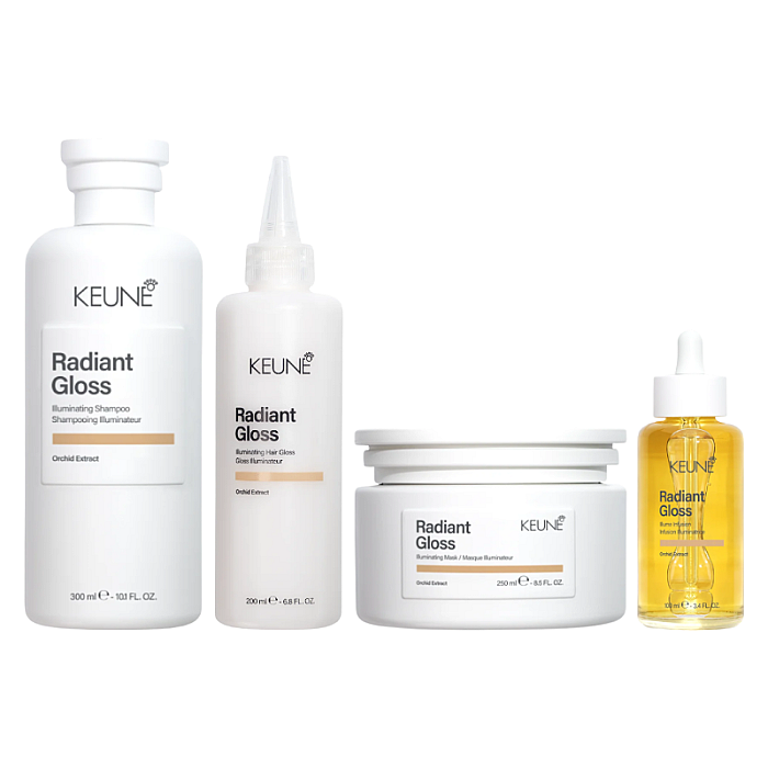 Pachet pentru stralucirea parului Care Radiant Gloss - Sampon 300ml, Masca 250ml, Tratament 200ml, Ser 100ml