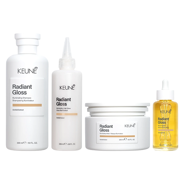 Pachet pentru stralucirea parului Care Radiant Gloss - Sampon 300ml, Masca 250ml, Tratament 200ml, Ser 100ml